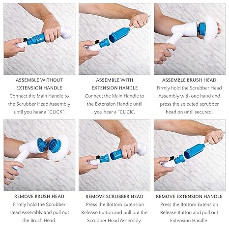 3-in-1 electric spin scrubber with interchangeable brush heads